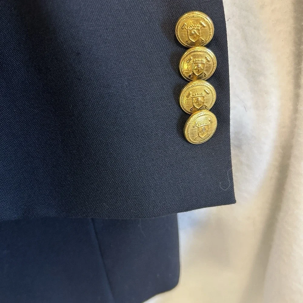 Ralph Lauren Chaps Blazer Mens 44L Blue Wool Gold Button Sport Coat Made Canada